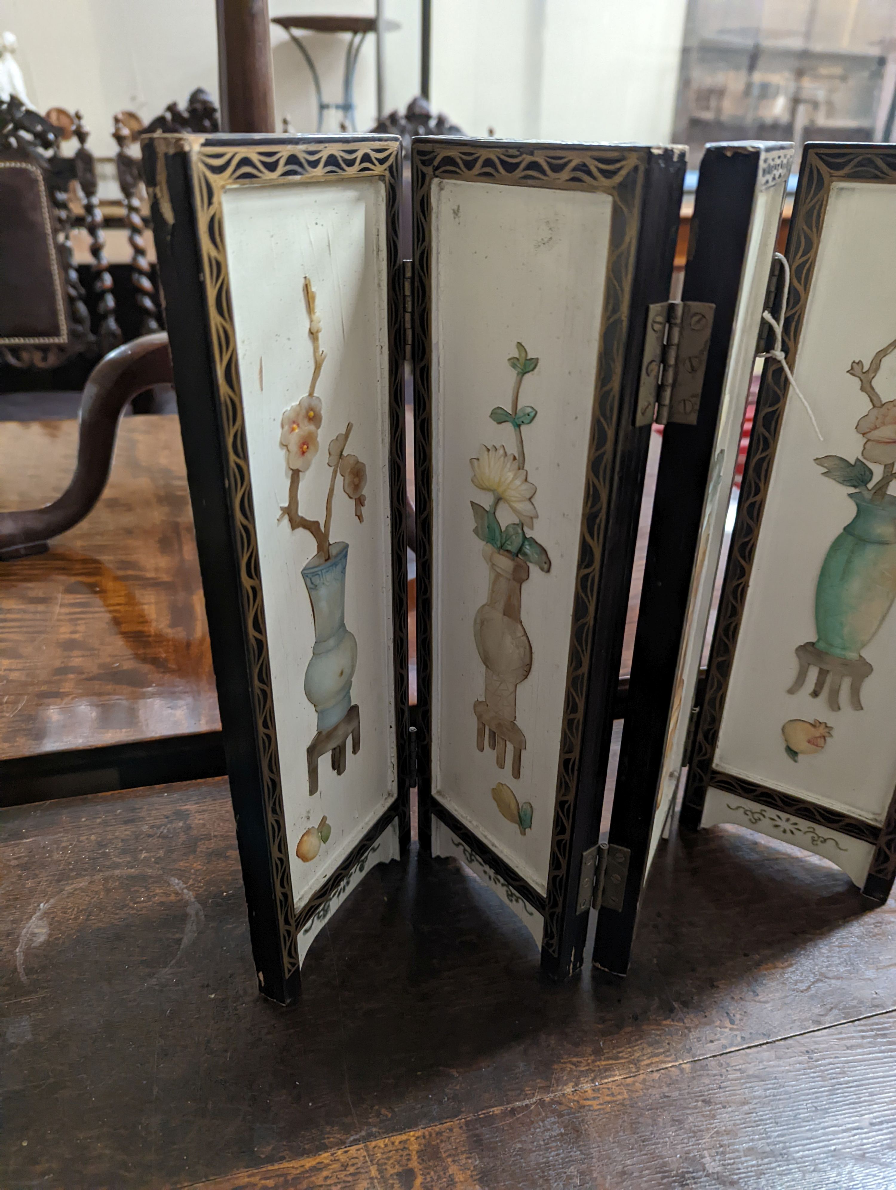 A four fold miniature screen. W-47cm, H-36cm.